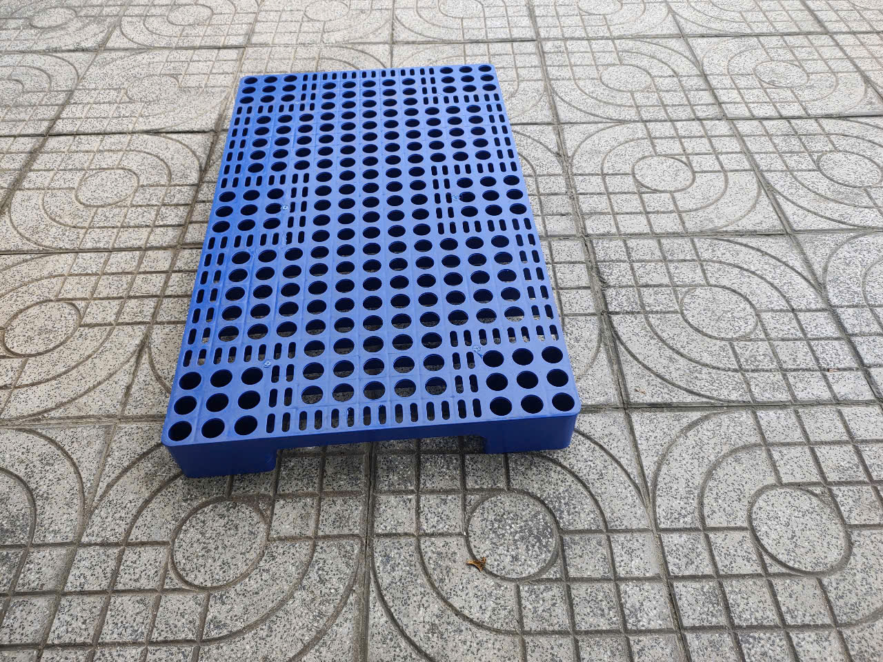Chủng pallet nhựa nguyên sinh lót sàn giá rẻ chân cao 100 mm tại Nha Trang, mặt nhựa, khối nguyên cứng cáp. Chuyên sử dụng lót hàng hóa tại Nhà Máy và kho bãi chuẩn HACCP tại Pallet Nhựa Gạo Nam tại Nha Trang.