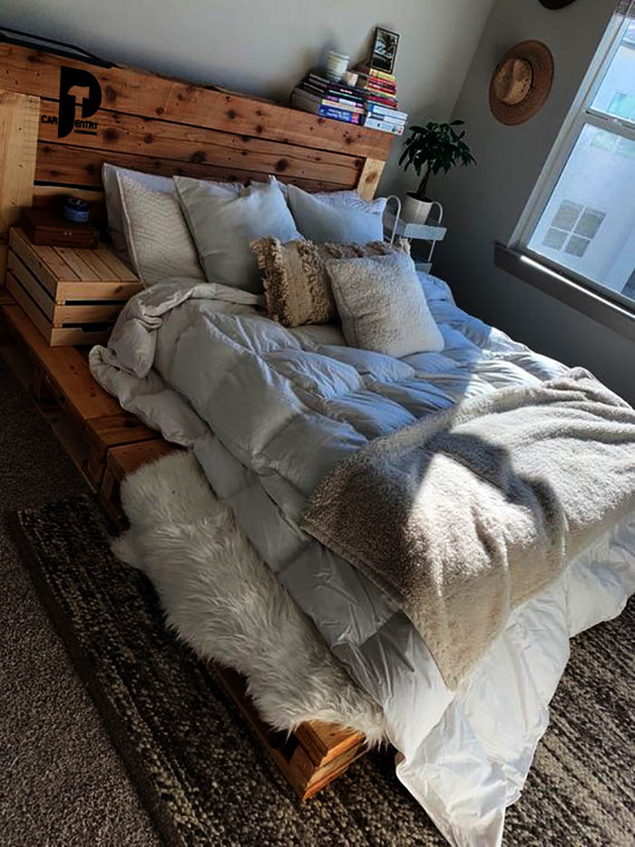 giường pallet gỗ thông nha trang giá rẻ mà đẹp rạng ngời